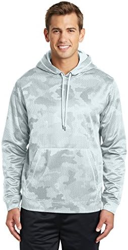 Sport Tek Fleece Capuz Pullover branco, XS
