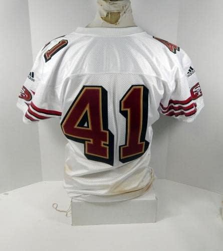 2001 San Francisco 49ers 41 Jogo emitiu White Jersey 44 DP30220 - Jerseys de jogo NFL não assinado usados