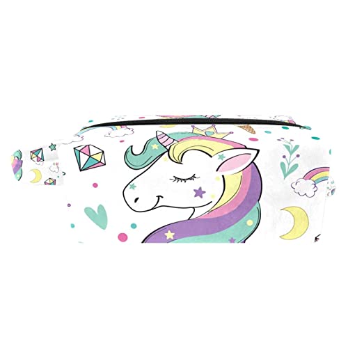 Bolsa de maquiagem Bolsa de bolsa de bola de higiene de higienes colorida de uns unicorn com zíper e alça