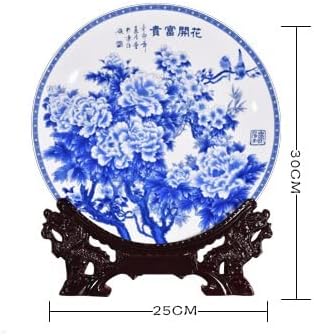 Czdyuf Decor de decoração de casa Cerâmica Placa ornamental chinesa Azul e brancas Placa de decoração Placa de decoração