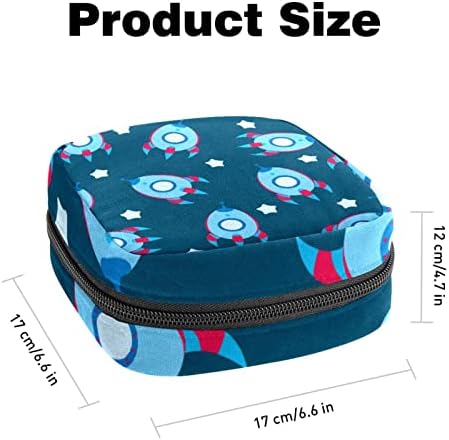 Cartoon Funny Blue Rockets Pattern Makeup Bag Zipper Pouch Travel Organizador cosmético para mulheres e meninas