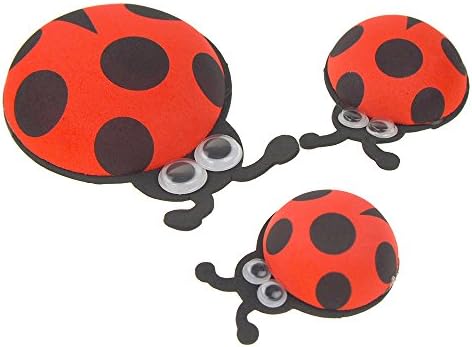 Ladybug de espuma Homeford Favors com olhos arregalados, vermelho, 4-1/2 polegadas, 10 contagem
