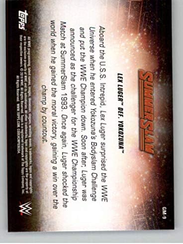 2019 Topps WWE SummerSlam Greatest Matches and Moments Wrestling GM-9 30/8/93 Lex Luger Def. Cartão de negociação oficial de