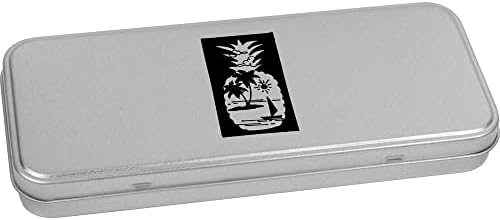 Azeeda 'Ilha Tropical Pineapple' Metal Hinged Stationery Tin/Storage Box