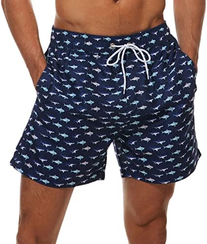 Correio para homens de impressão listrada de renda respirável Quarter impermeável calças praias Sports Sports Casual