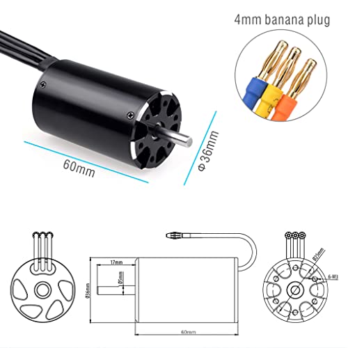 Reposição Kingval 3660 3250kV Motor sem escova 5mm com unidade de jaqueta de resfriamento de água compatível com barco RC