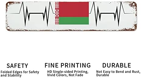 Bandeira da Bielorrússia, sinal personalizado, sinal de batimento cardíaco placar de metal decorações patrióticas de metal sinal