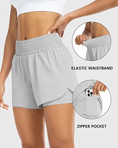 Yezii Womens High Caist Scort Shorts Athletic Shorts Rápido para mulheres com bolsos Ginásse