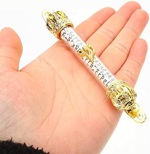 Didiseaon Água benta Água benta Água benta água mezuzah com capa de rolagem Porta mezuza Porta de metal Judaica Israel presente judeu Hanukah presentes para aquecimento da casa Bênção e tzitzit