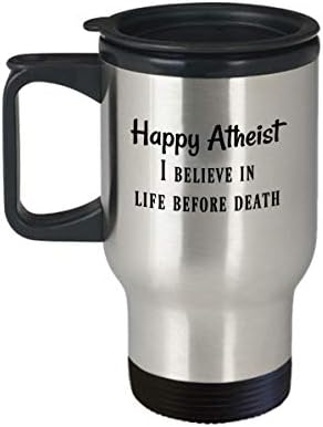 Joyfulgifts ateu caneca - ateu feliz - presente ateu engraçado para ateus caneca agnóstica citação anti -religião de 14 oz copo de prata