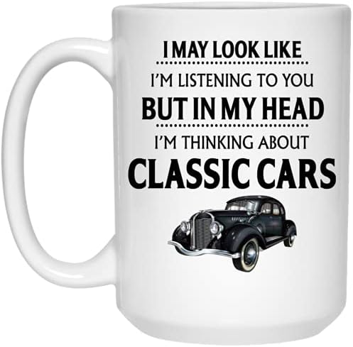 Q. Paddyshops Classic Car Gift, Classic Car caneca, presentes automotivos engraçados, presentes de carro clássicos para ele, pai, homens,
