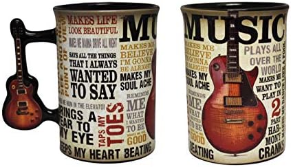 Midsouth Products Music é paixão 16 onças. Caneca com alça de guitarra, multicolor