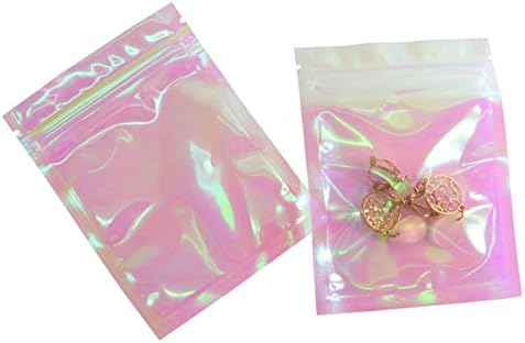 Sacos de ziplock clara de 100pcs holográficos bolsas iridescentes com embalagens de embalagem de embalagem de alimentos para lágrimas bolsas de armazenamento à prova de cheiro 3 × 4in