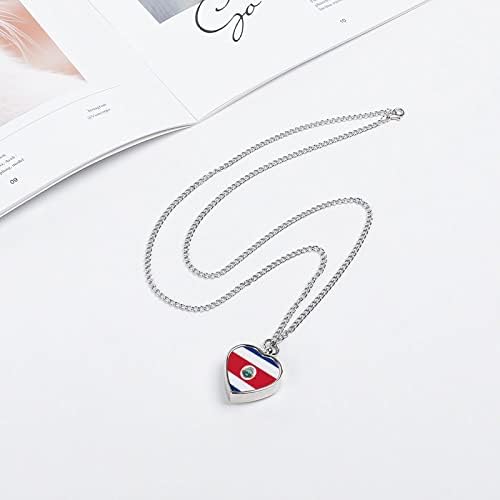 Costa Rica Flag Heart Urna Colar Print Print Memorial Jewelry Pet Cremation Pingente para as cinzas de Cat Dog's Ashes