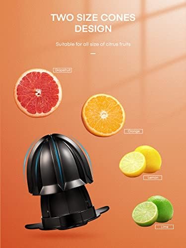 FOHERE ORANCE SUCE STECHEZER CITRUS ELÉTRICO JUICER com dois cones intercambiáveis ​​adequados para laranja, limão e toranja, aço