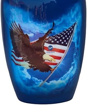 Urna de metal de artesanato de madeira sólida para cinzas humanas | 10 '' American Flag Premium XL Alumínio Cast Metal Urna