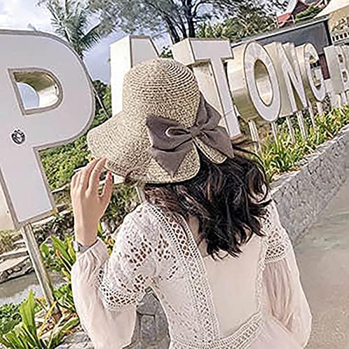 Womens Beach Straw Sun Hat Hat Sumshade Summer Beach Hat de praia Feminino Proteção solar feminina Capas de beisebol de palha