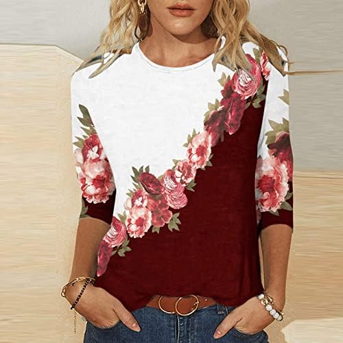 Roupas femininas Trendy 3/4 Sleeve Cotton Graphic Fit Fit Casual Camise