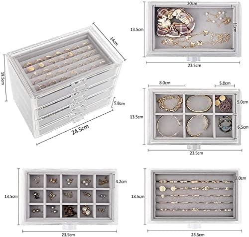 4 gaveta acrílica caixa de jóias caixa de armazenamento de jóias breos de colar de jóias de joias