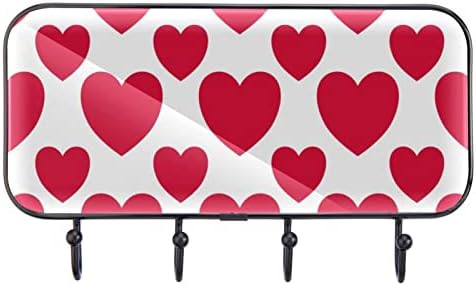 Pink Love Hearts Corações Valentin Padrão de impressão Rack Montagem de parede, cacote de entrada com 4 conexão para o chapéu