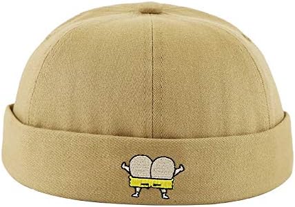 Zegoo unissex-filho-filho algodão 6Panels Brimless Hat Beanie Skullcap com bordado