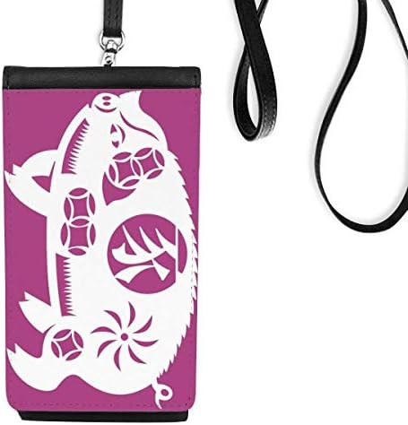 Ano de porco Animal China Zodiac Pattern Phone Phone Purse pendurada bolsa móvel bolso preto