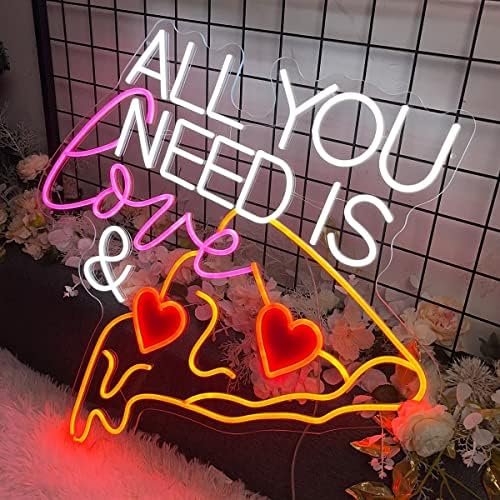 Tudo o que você precisa é de amor e pizza neon signo personalizado decoração de parede de parede liderada sinais de luz