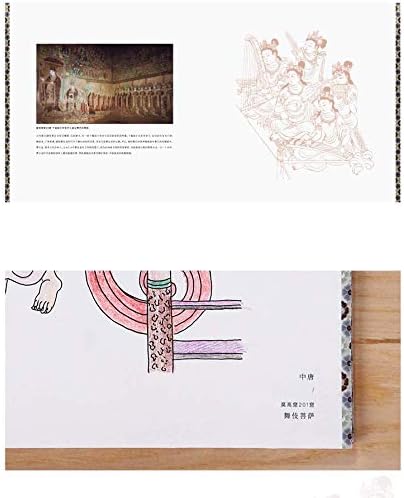 Livro da imagem chinesa de afrescos Dunhuang/Desenho de Linha de Recheio de Cor/Presente para Festival/Rascunho de Frescoes Dunhuang