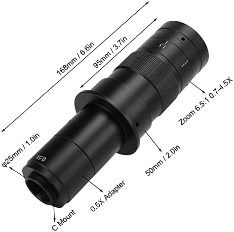 C Lente de montagem, C Adaptador de montagem 6.5: 1 Liga de zoom Liga de alta definição Microscópio Lente de câmera 180x para
