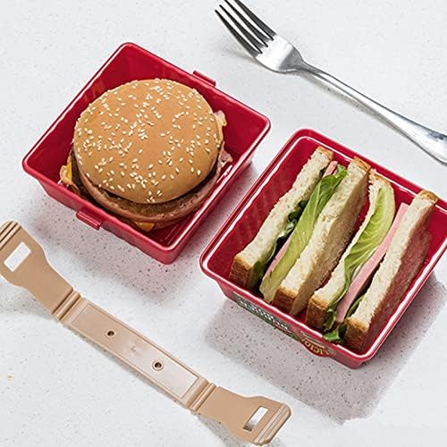 Luxsports 2 pacote de hambúrguer reutilizável- recipientes para lancheiras removíveis de fivela, recipiente de sanduíche resistente e durável, lancheiras fáceis para piqueniques, festas, sanduíches, fornecedores