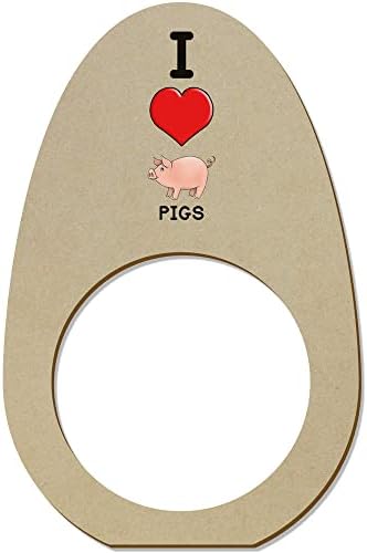 Azeeda 5 x 'I Love Pigs' Rings/titulares de guardanapos de madeira