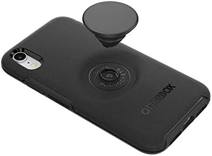 OTTER + POP PARA IPHONE XR: CASE OTTERBOX SYMMETRIA SILME com PopSockets Phone Grip and Phone Stand, PopGrip, Colapsível, Top Swappable, preto e preto de alumínio