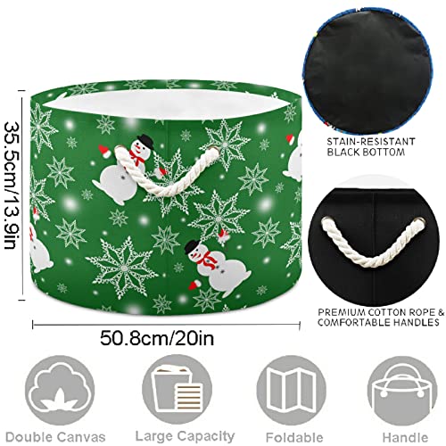 Visesunny Snowlan Snowflake Padrão verde Padrão de roupa Cestas de lavanderia Caixa de armazenamento de armazenamento de