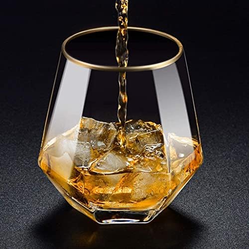 Whisky Champagne Glass Tumblers Copos de copos 10,1 onças Conjunto de vidros, copo de uísque criativo, copo de uísque de bourbon, rum, coquetel vintage, vodka ou bebidas mistas bebendo copos