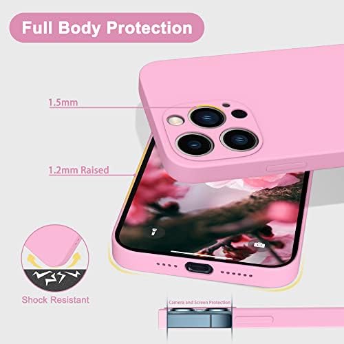 Andate Pink iPhone 13 Pro Max Silicone Case, Compatível com o iPhone 13 Pro Max Caso de telefone de proteção corporal integral com forro de microfibra, 6,7 polegadas