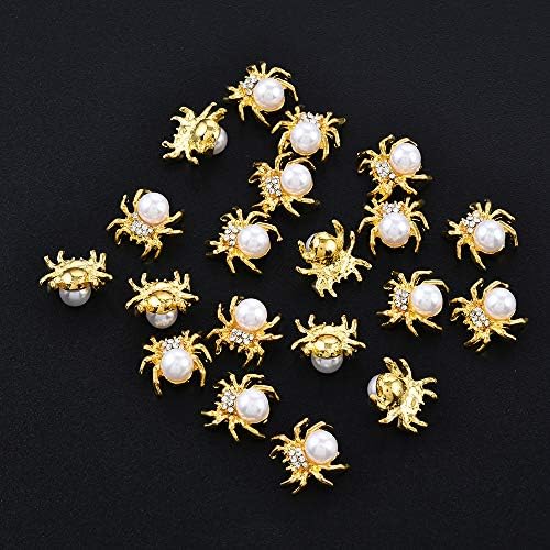 10 PCs/lote Glitter Gold Spider 3D Charms Jóias Diy Pearl Ligo Decorações de Arte da Arte Ferramentas de Ferramentas