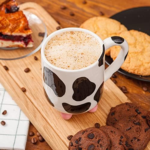 Caneca de café de vaca Copo de cerâmica de 15 onças - Caneca de café com um úbere de vaca - Copo de cozinha para bebida de vaca