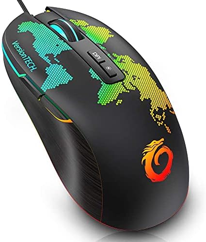 VersionTech. Mouse de jogos para PC ratos usb wired rates de mouse óptico com 16,8 milhões de rgb litra de cor, 6400