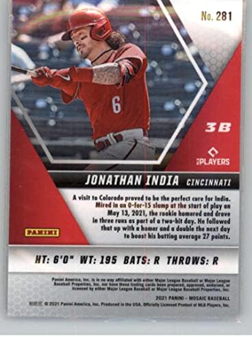 2021 Panini Mosaic 281 Jonathan Índia RC RC ROOKIE CINCINNATI Reds Baseball Trading Card