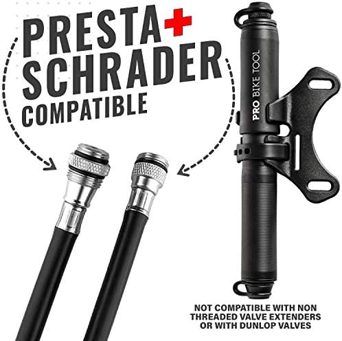 PROFUNIDADE DE MINI BOIXA DE BIGUENS PROFONICIAIS DE BICKIFICAÇÃO PRO Válvulas Presta e Schrader - Até 100 psi / 6,9 bar - Bomba de pneus de bicicleta para bicicletas de estrada e montanha - Bomba de moldura manual pequena, portátil e compacta