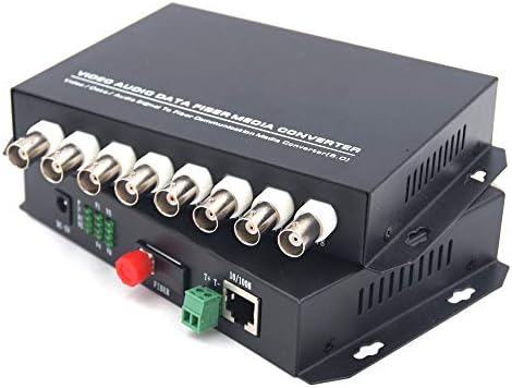 Guantai 8 canais Vídeo 10/100Mbps Ethernet sobre conversores de mídia de fibra óptica, fibra de singleMode até 20 km