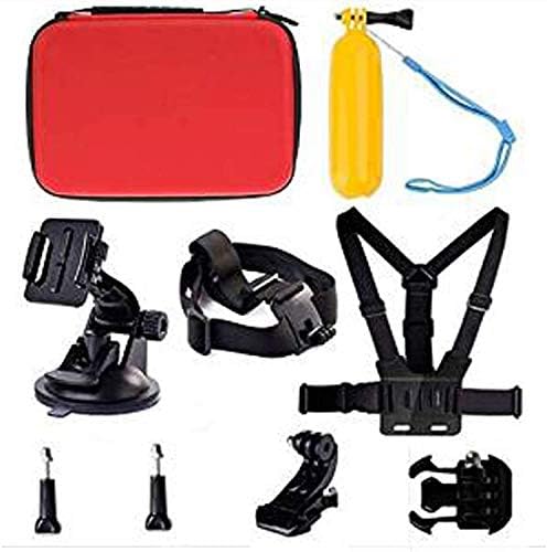 Navitech 8 em 1 Ação Kit Combo Camer Acessory com estojo vermelho - compatível com a câmera de ação esportiva Akaso Ek7000