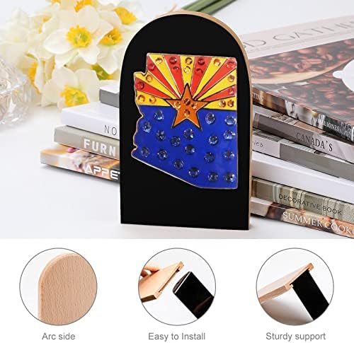 Arizona Flag Water Drop Book Ends para prateleiras Livros de madeira Stand Books para Library School Office Office Home Study Decor