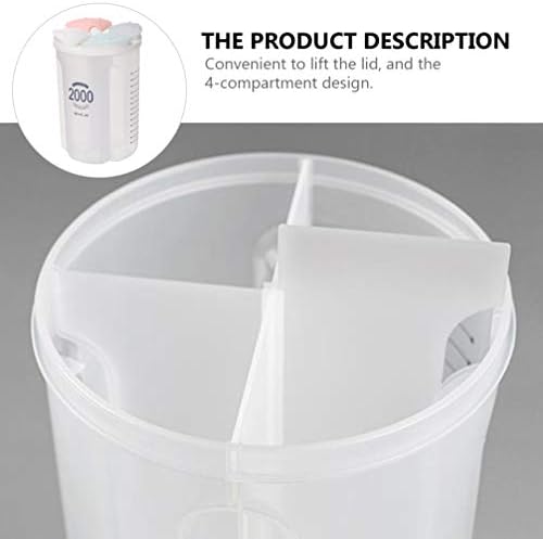 Recipiente de armazenamento de cereais de hemotão 4 Compartimento Plástico Jardas de armazenamento de alimentos seco de cozinha caixas de recipiente de cereais Distribuidor