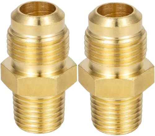 2pcs 3/8 Flare x 1/4 polegada NPT Male Male Casal Tube Ajuste Meio conector do adaptador de gás Union