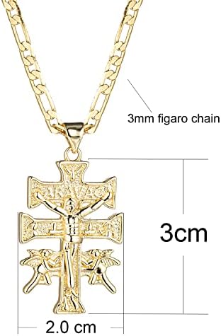 Kelistom 14K Gold Catholed Crucifix Crucifix Pingente de charme cruzado com colar de anjo de queruru para homens Menm