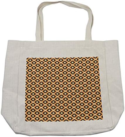 Bolsa de compras de Ambesonne ikat, padrão geométrico com formação de rombus indonésia Paleta de cores vibrante, bolsa reutilizável