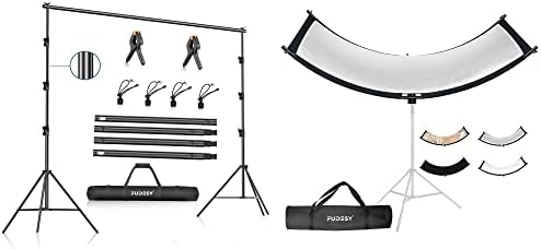 Fudesy Photo Video Studio de 10 x 10ft Stand de cenário ajustável com refletor leve