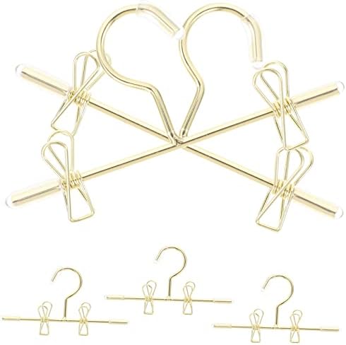 Toyvian 10 pcs cabide de boneca mini roupas de cascilha de metal mini bonecas penduradas penduradas cabides mini cabides mini casas house suprimento de guarda -roupa vestido dourado.