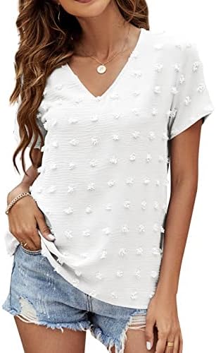 Camiseta superior para as mulheres verão outono 2023 Roupas y2k Manga curta Defino V pescoço chiffon Basic lounge Blouse